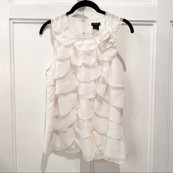 Ann Taylor Tops - Ann Taylor Sz S White Scalloped Blouse